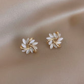 Classic Elegant and Exquisite Opal Petal Circle Earrings